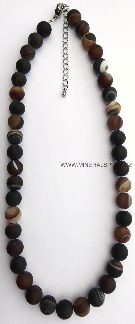 Elegantní náhrdelník z minerálu onyxový achát - mat