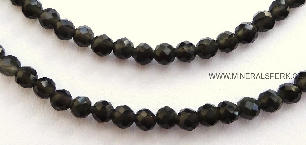 Elegantní náhrdelník z broušeného minerálu duhový obsidián