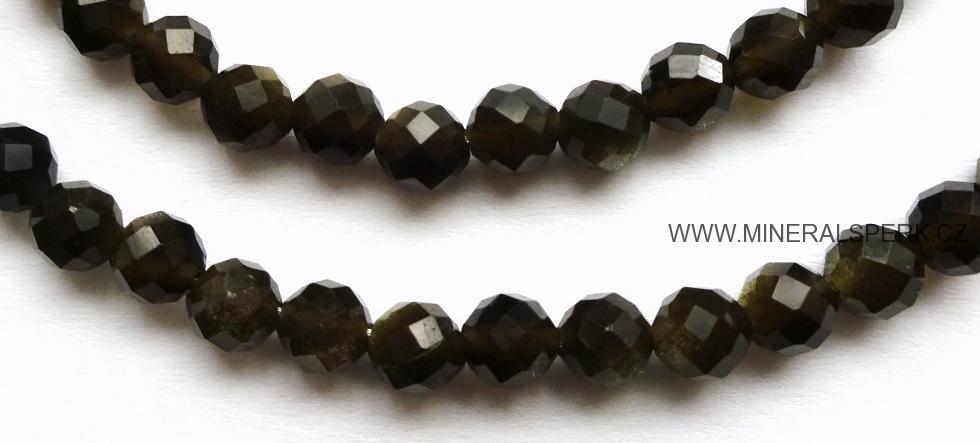 Elegantní náhrdelník z broušeného minerálu zlatý obsidián