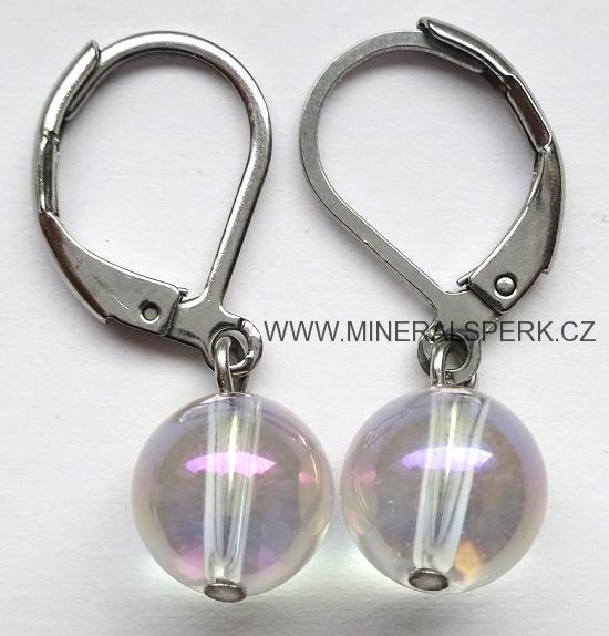 Elegantní náušnice z minerálu aqua aura křišťál