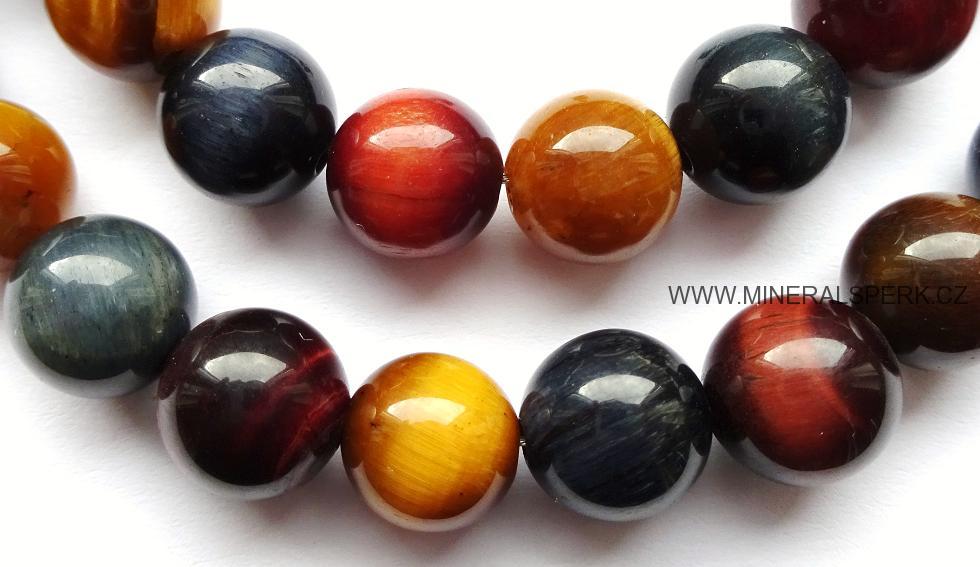 Elegantní náhrdelník z minerálů tygří, býčí, sokolí oko