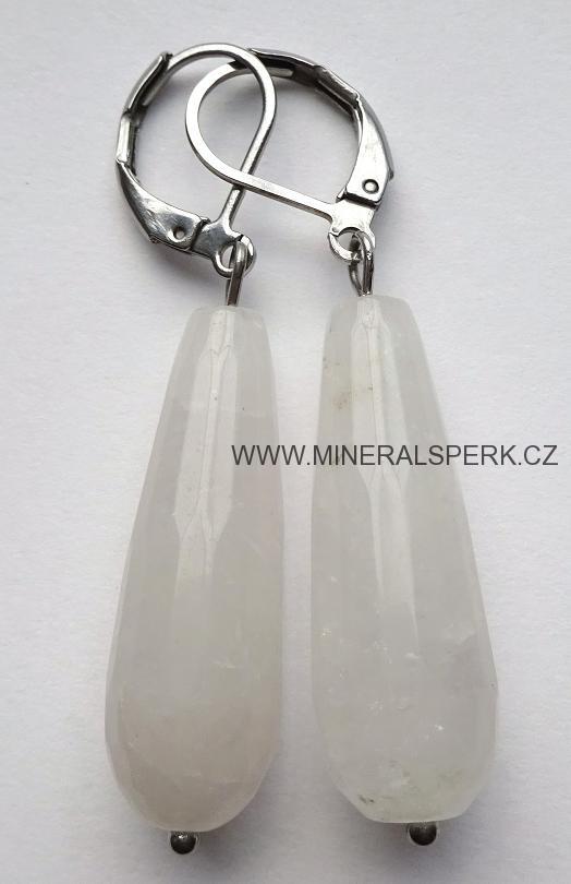 Elegantní náušnice z minerálu mléčný křišťál