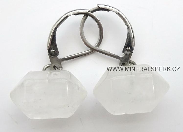Elegantní náušnice z broušeného minerálu křišťál - krystal