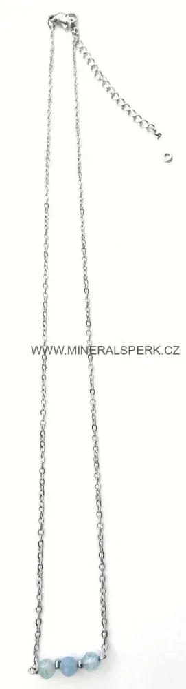 Elegantní řetízkový náhrdelník z broušeného minerálu akvamarín