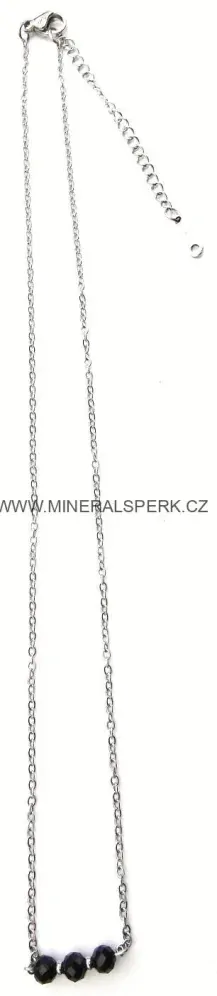 Elegantní řetízkový náhrdelník z broušeného minerálu skoryl / černý turmalín