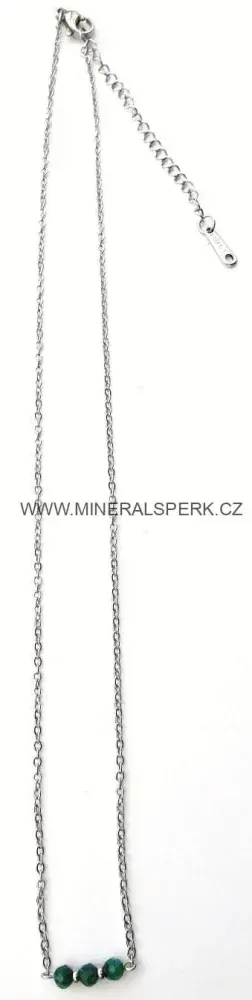 Elegantní řetízkový náhrdelník z broušeného minerálu malachit