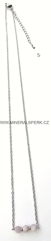 Elegantní řetízkový náhrdelník z broušeného minerálu kunzit