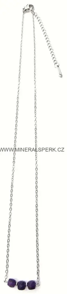 Elegantní řetízkový náhrdelník z broušeného minerálu ametyst
