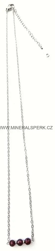 Elegantní řetízkový náhrdelník z broušeného minerálu granát
