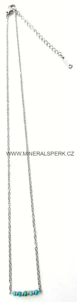 Elegantní řetízkový náhrdelník z broušeného minerálu tyrkys