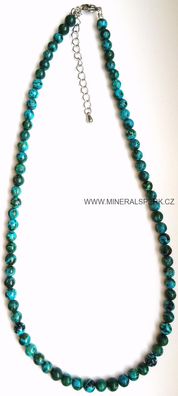 Elegantní náhrdelník z minerálu chryzokol