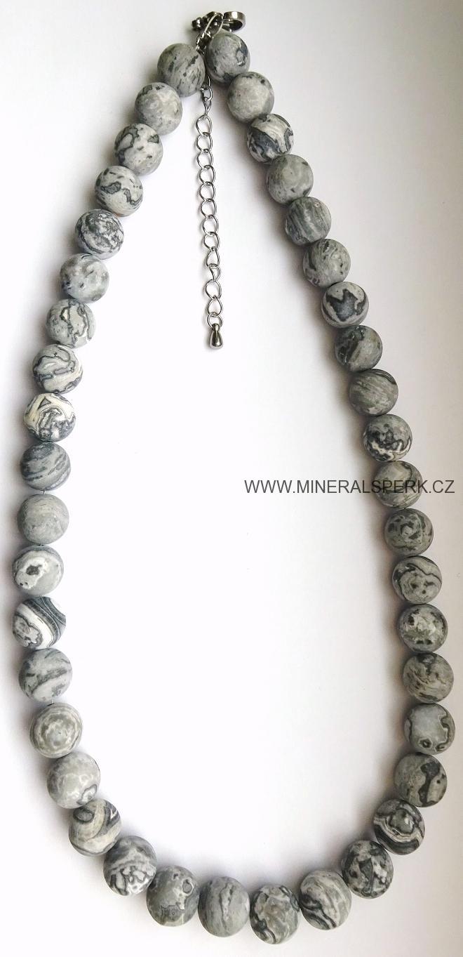 Elegantní náhrdelník z minerálu peříčkový achát - mat