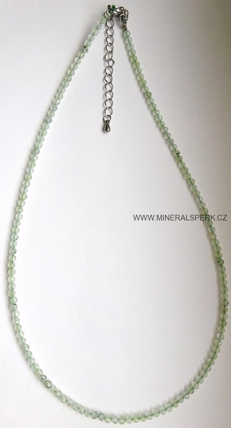 Elegantní náhrdelník z broušeného minerálu prehnit