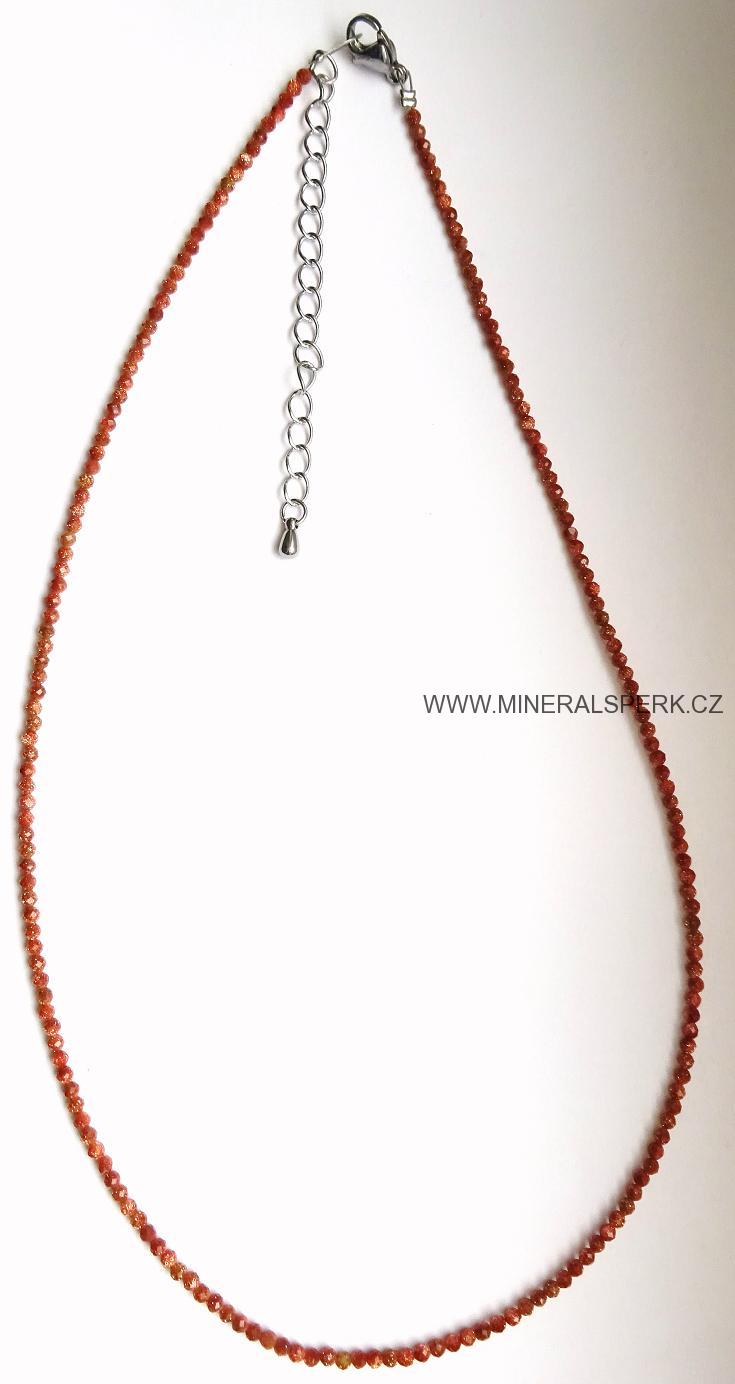Elegantní náhrdelník z broušeného minerálu zlatý aventurín