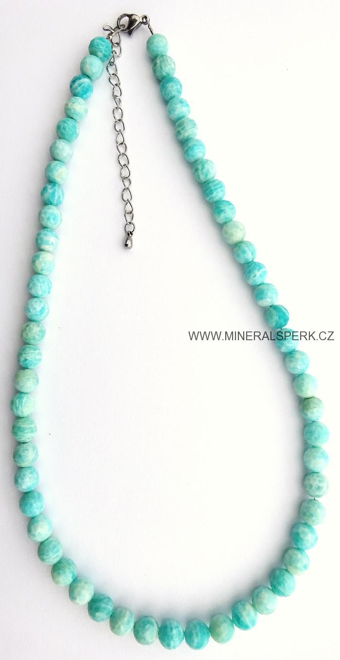 Elegantní náhrdelník z broušeného minerálu amazonit