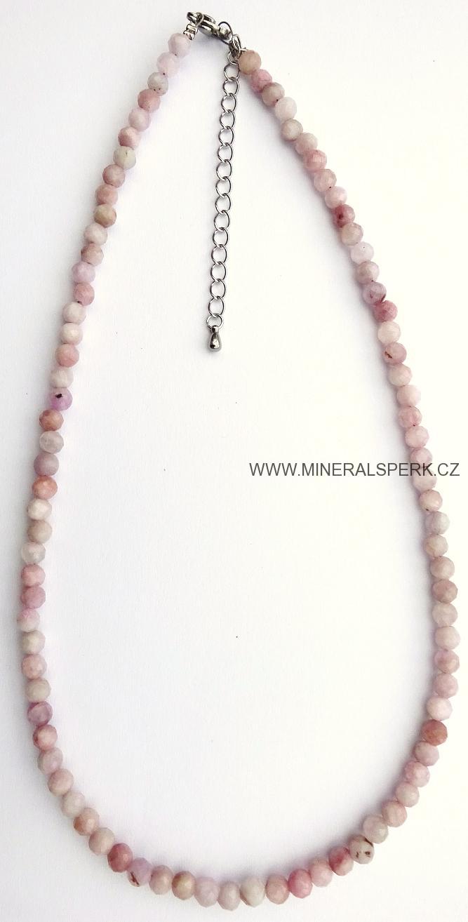 Luxusní náhrdelník z broušeného minerálu kunzit