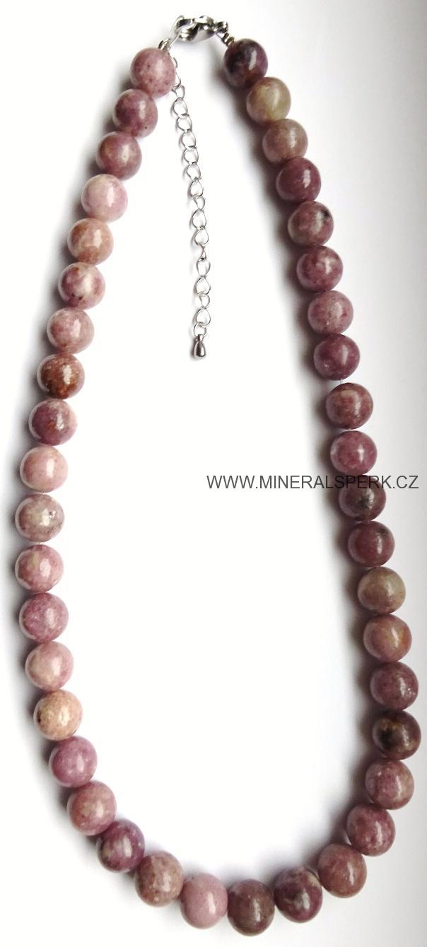Elegantní náhrdelník z minerálu lepidolit