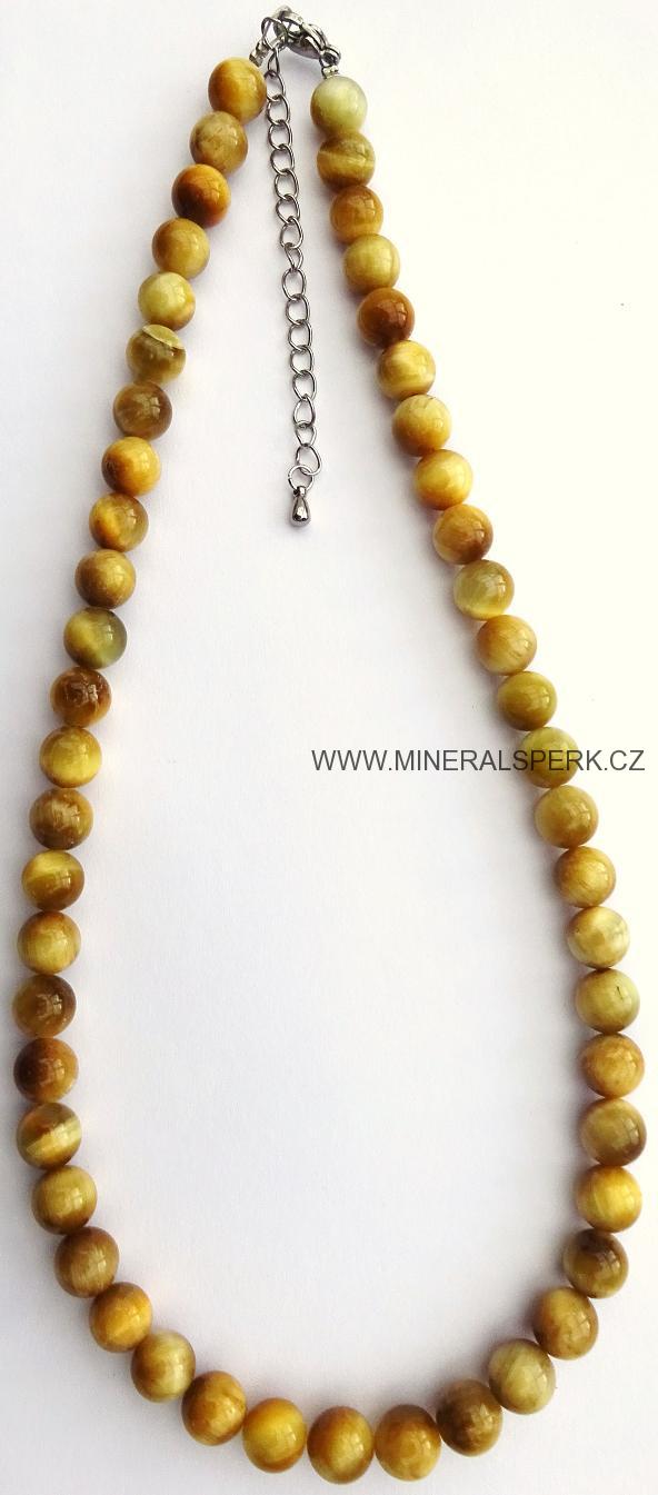 Elegantní náhrdelník z minerálu  zlaté tygří oko