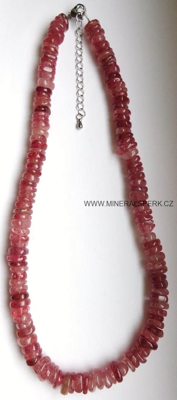 Elegantní náhrdelník z minerálu jahodový křišťál