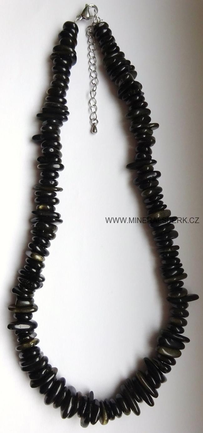 Elegantní náhrdelník z minerálu zlatý obsidián