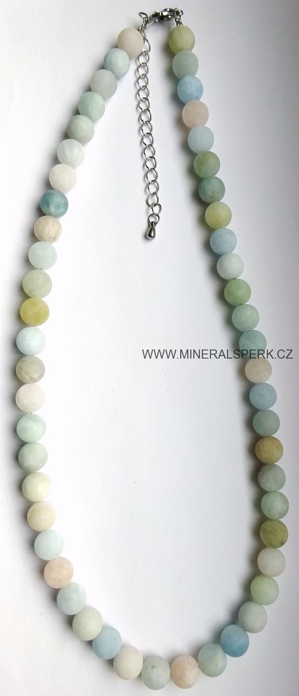 Elegantní náhrdelník z minerálu morganit - mat
