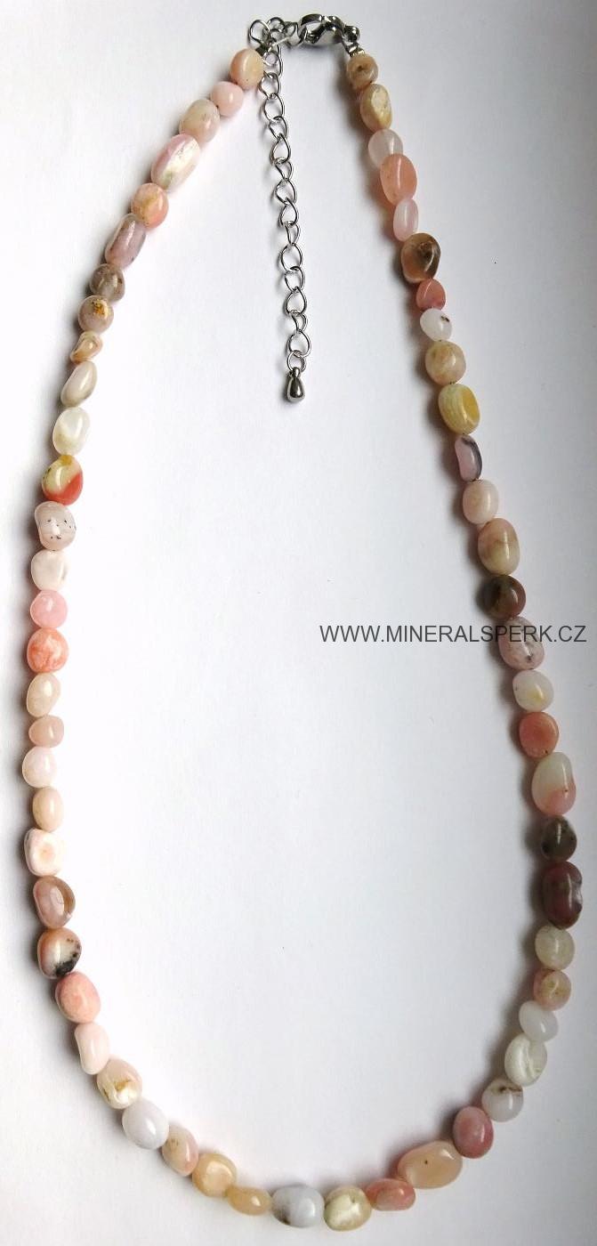Elegantní náhrdelník z minerálu růžový opál