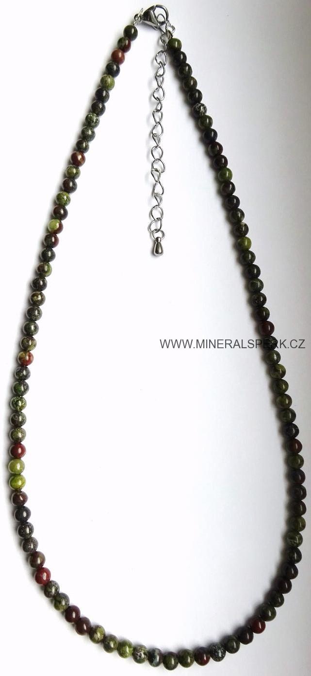 Elegantní náhrdelník z minerálu jaspis dračí krev