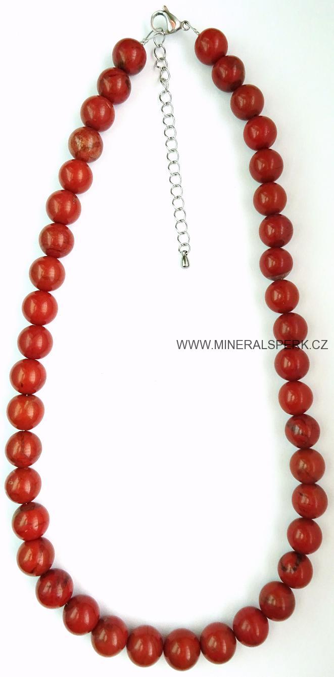 Elegantní náhrdelník z minerálu červený brekciový jaspis