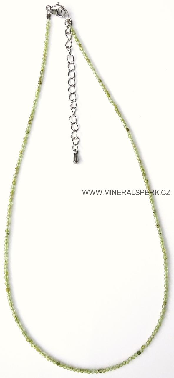 Elegantní náhrdelník z broušeného minerálu olivín