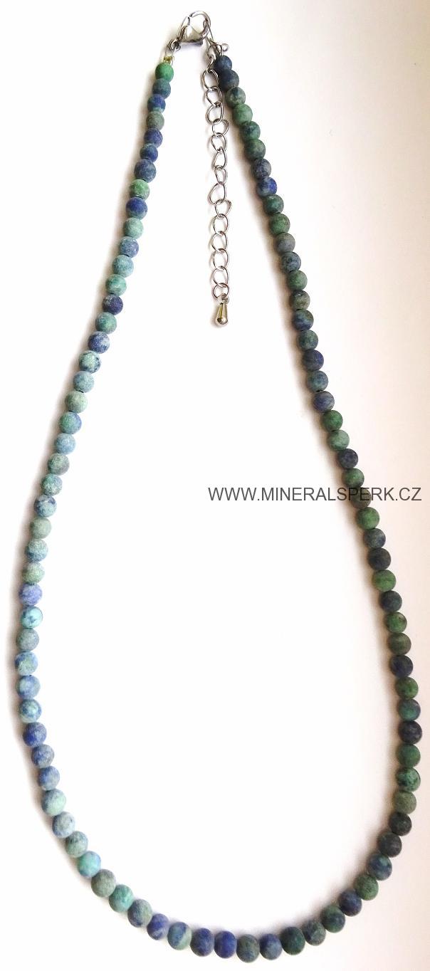 Elegantní náhrdelník z minerálu azuromalachit - mat