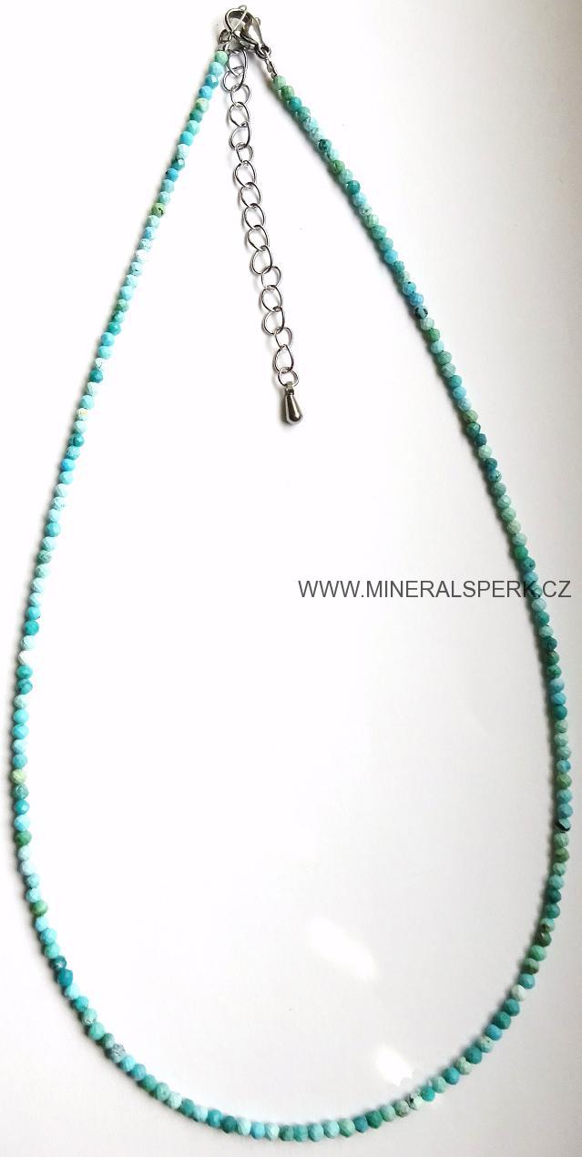 Elegantní náhrdelník z broušeného minerálu tyrkys