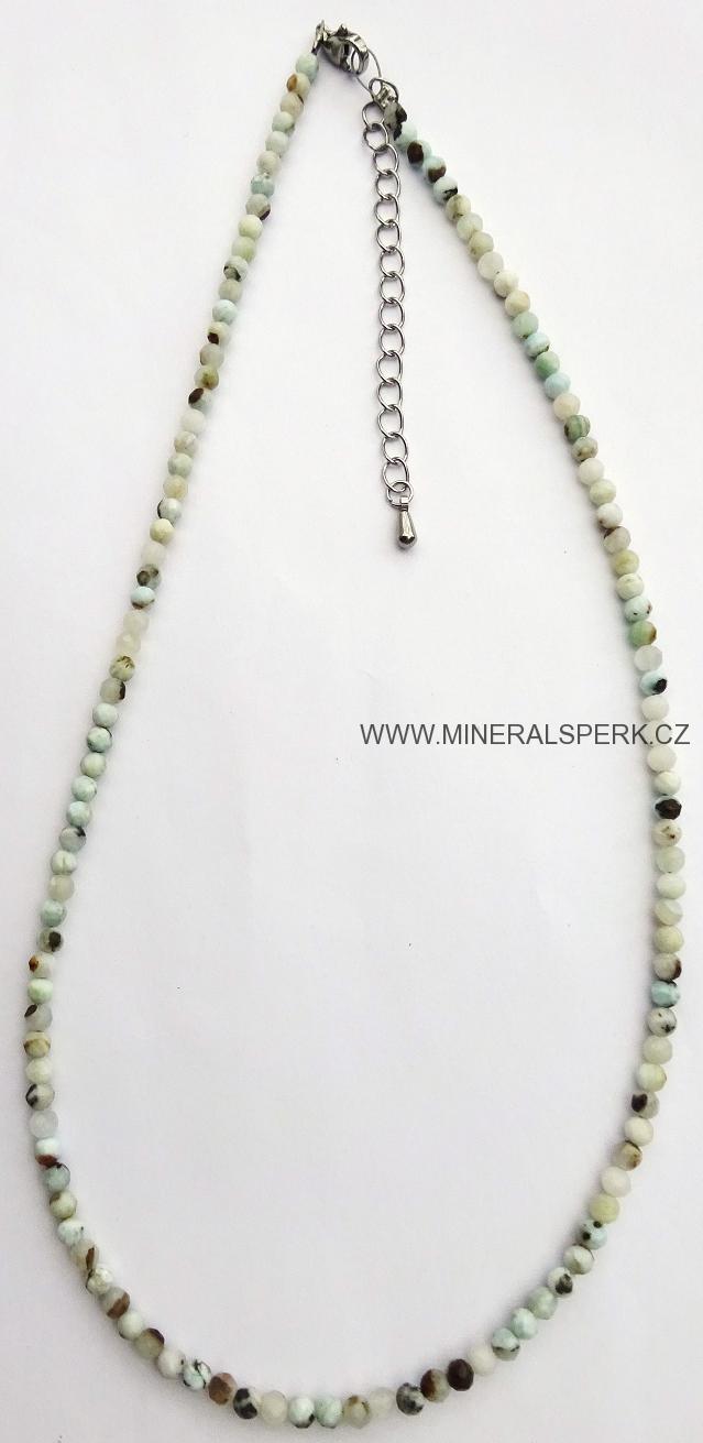Elegantní náhrdelník z broušeného minerálu hemimorfit