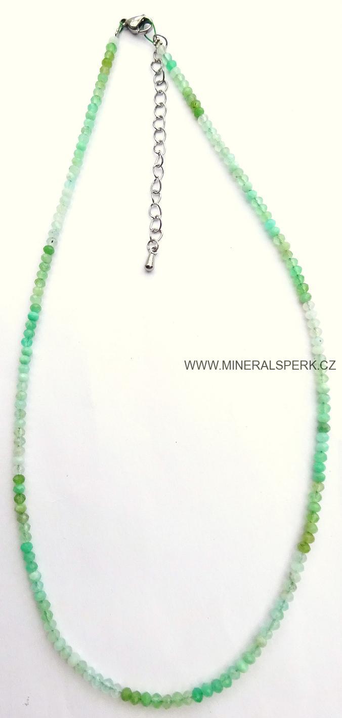 Elegantní náhrdelník z broušeného minerálu chryzopras