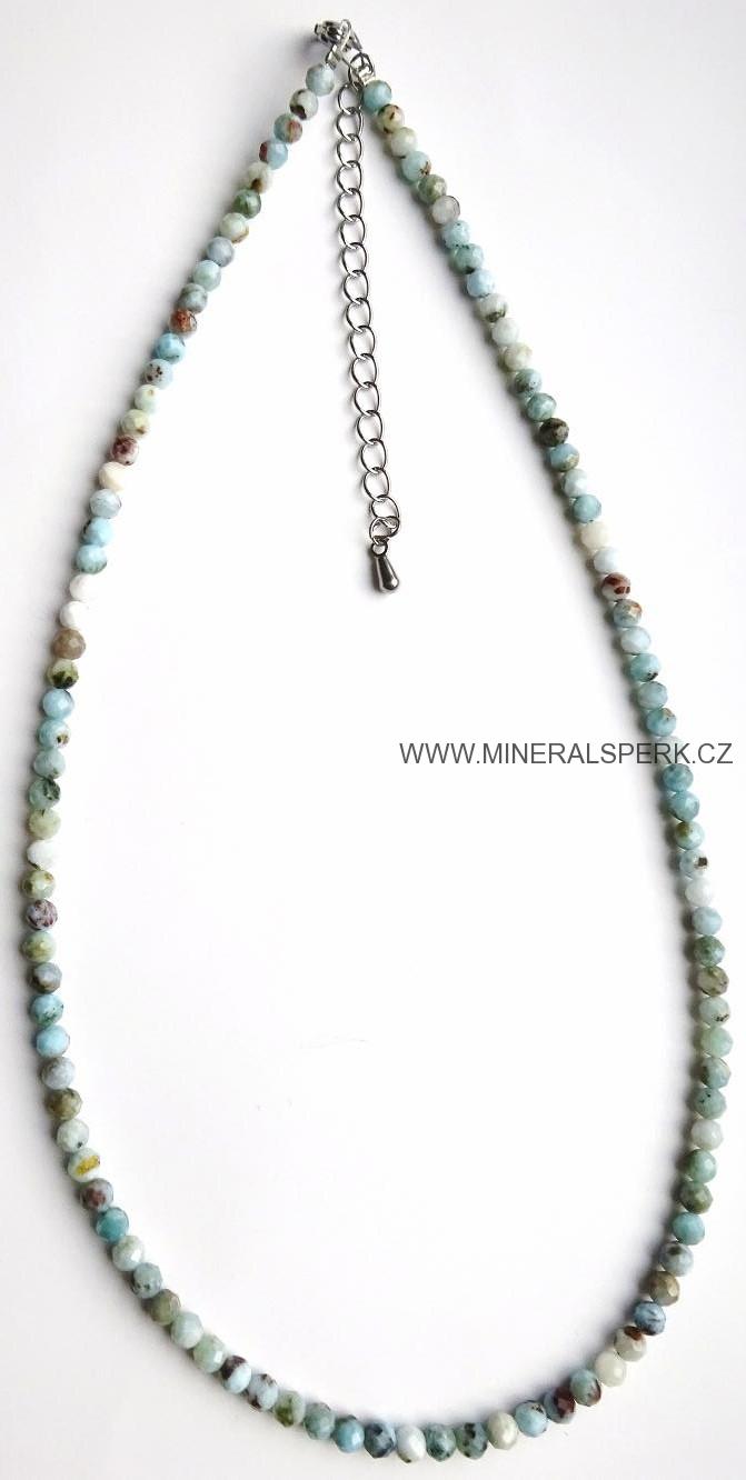 Eleganní náhrdelník z broušeného minerálu larimar