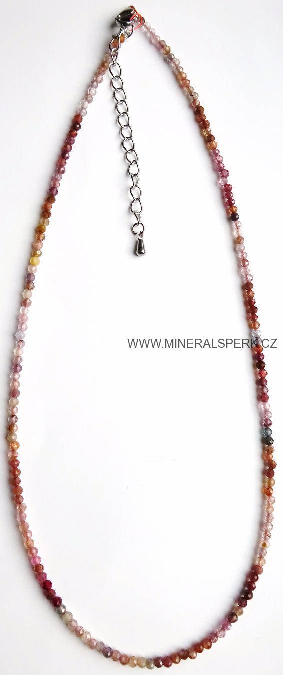 Elegantní náhrdelník z broušeného minerálu spinel