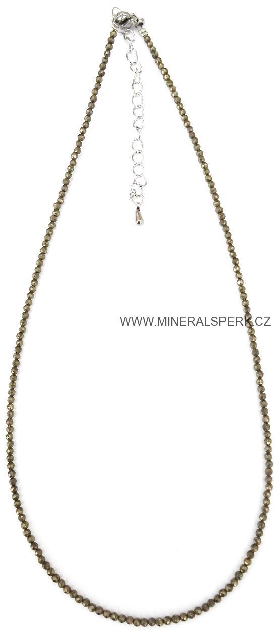 Elegantní náhrdelník z broušeného minerálu pyrit