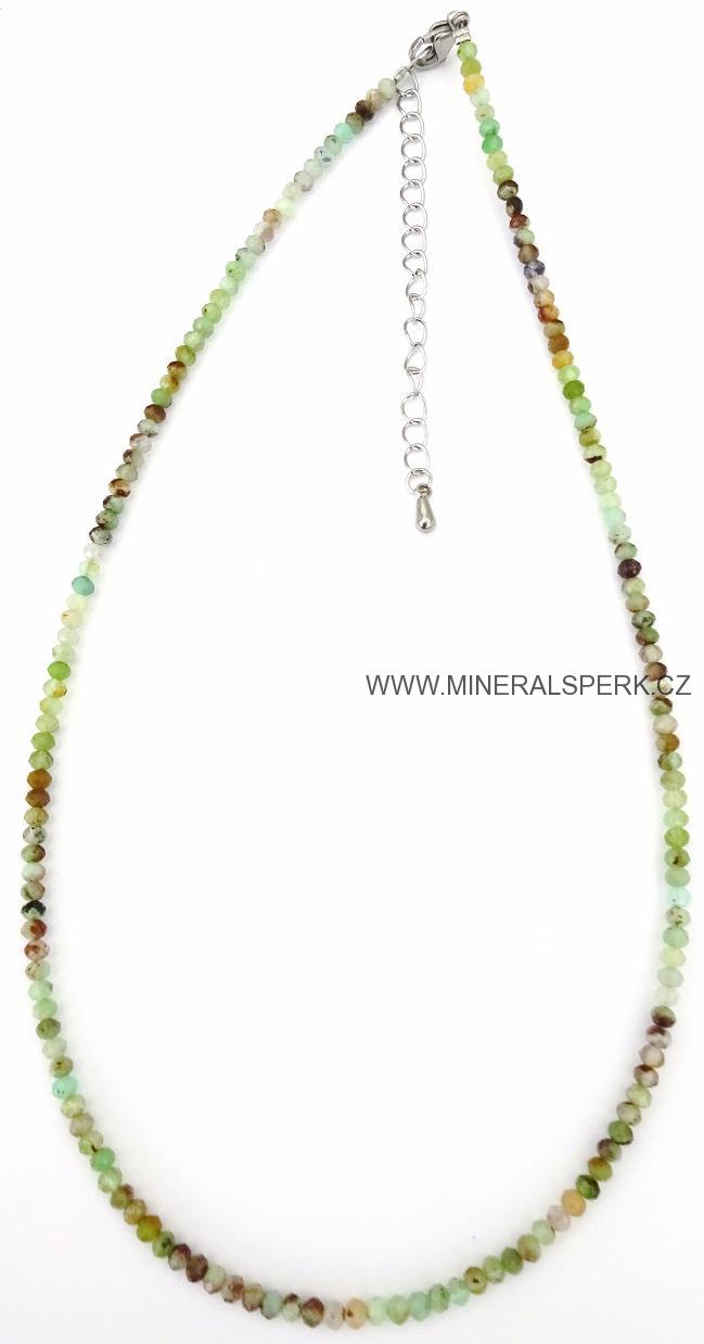 Elegantní náhrdelník z broušeného minerálu chryzopras
