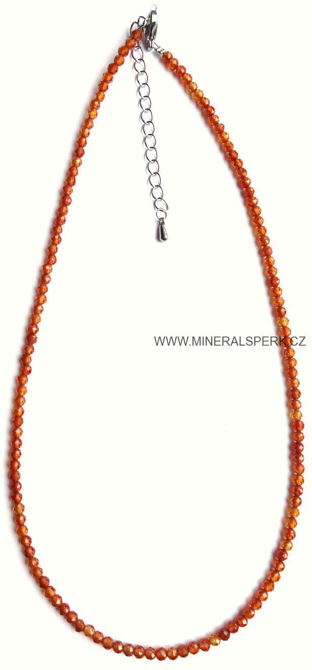 Elegantní náhrdelník z broušeného minerálu granát - spessartin