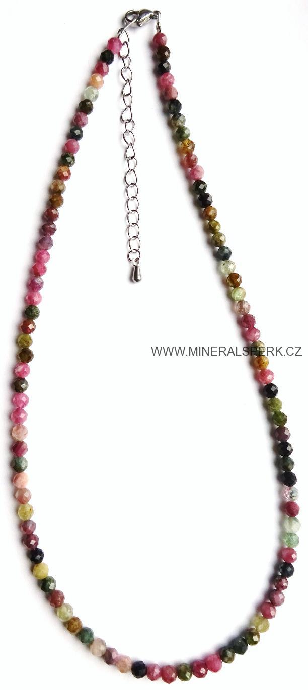 Elegantní náhrdelník z broušeného minerálu melounový turmalín 