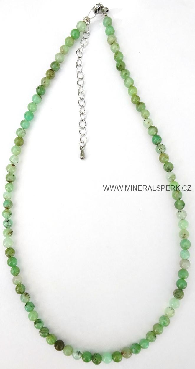 Elegantní náhrdelník z minerálu chryzopras