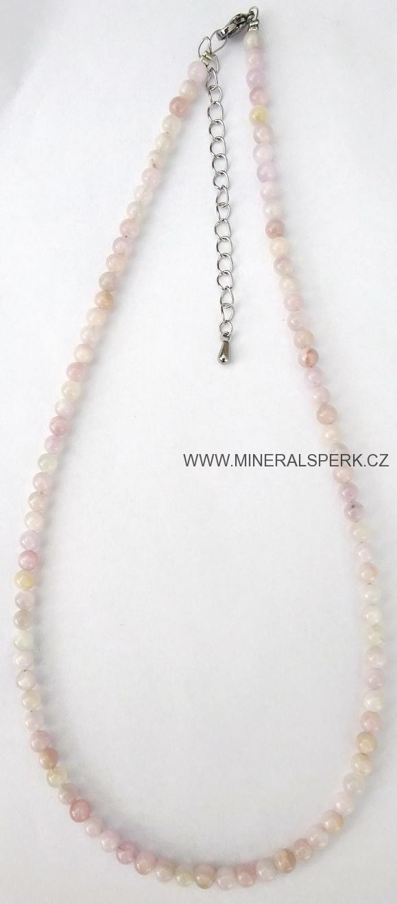 Elegantní náhrdelník z minerálu kunzit
