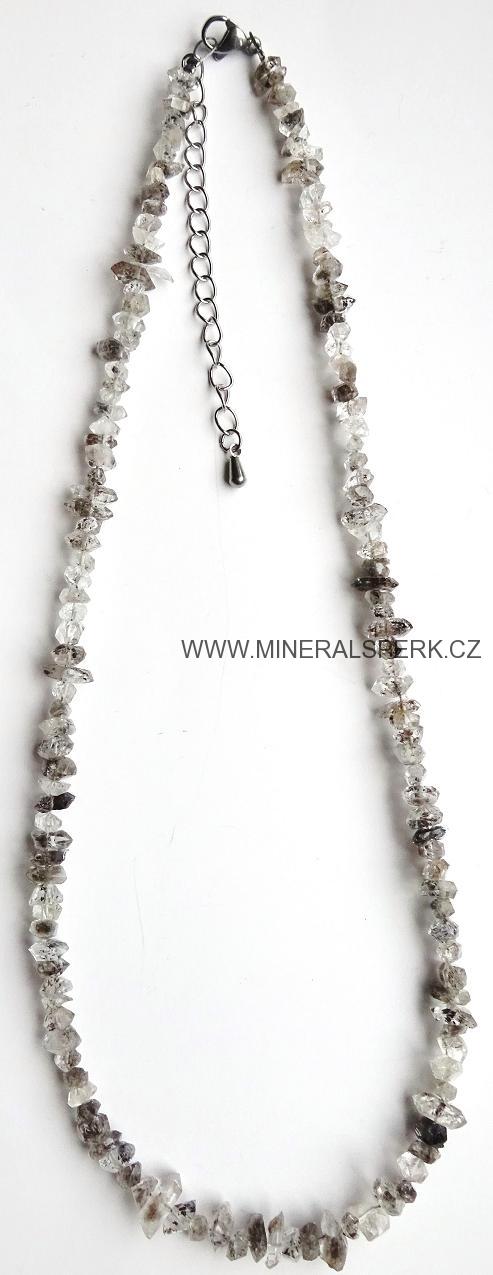 Luxusní náhrdelník z přírodních krystalů minerálu Herkimer