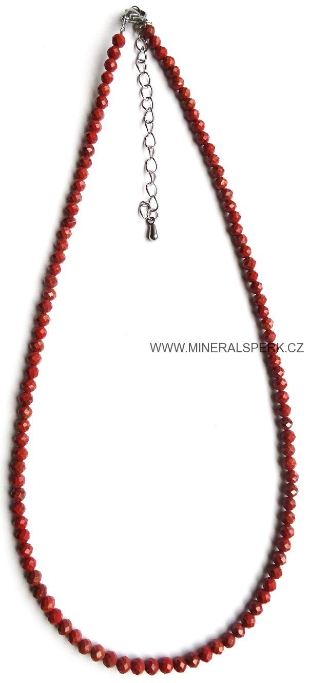 Elegantní náhrdelník z broušeného minerálu červený jaspis