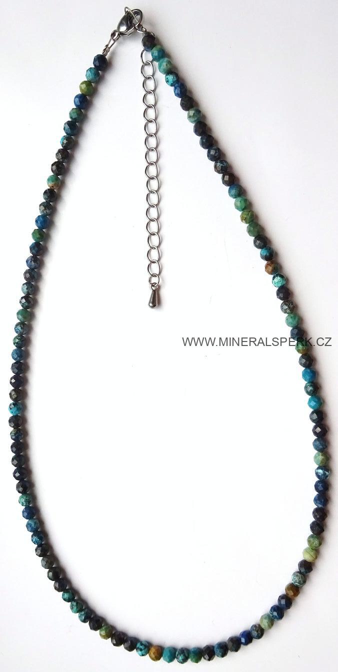 Elegantní náhrdelník z broušeného minerálu chryzokol