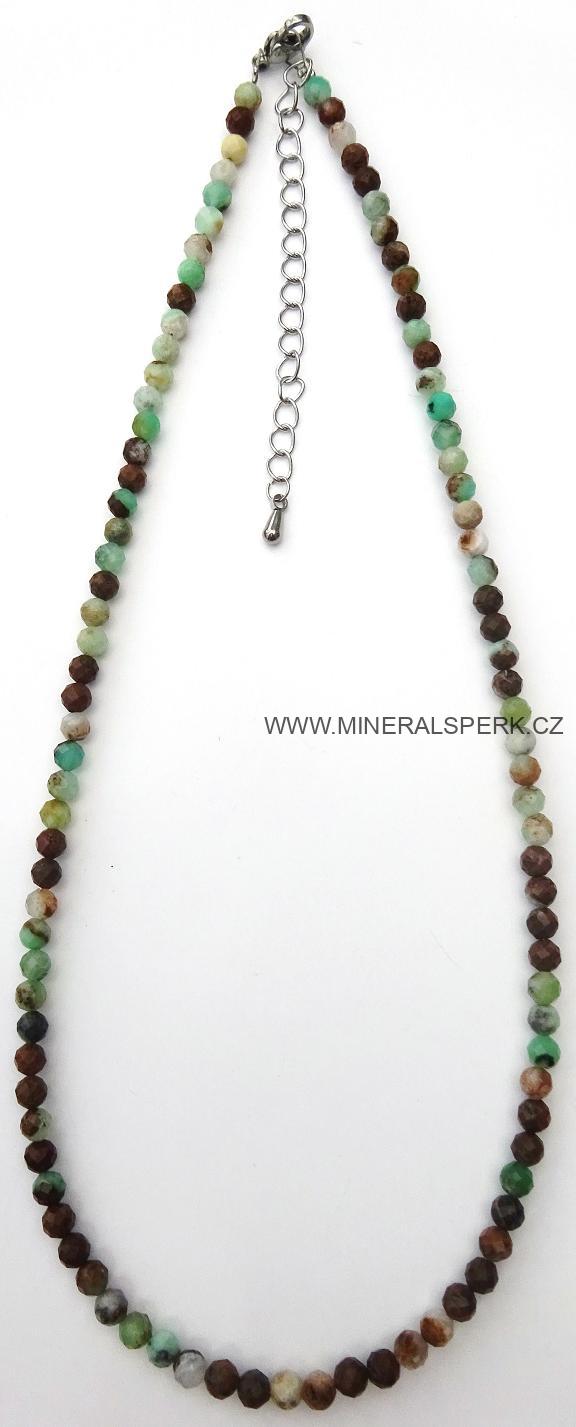 Elegantní náhrdelník z broušeného minerálu chryzopras