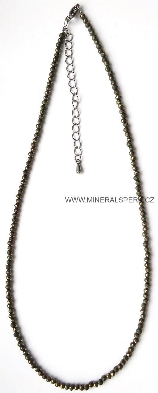 Elegantní náhrdelník z broušeného minerálu pyrit