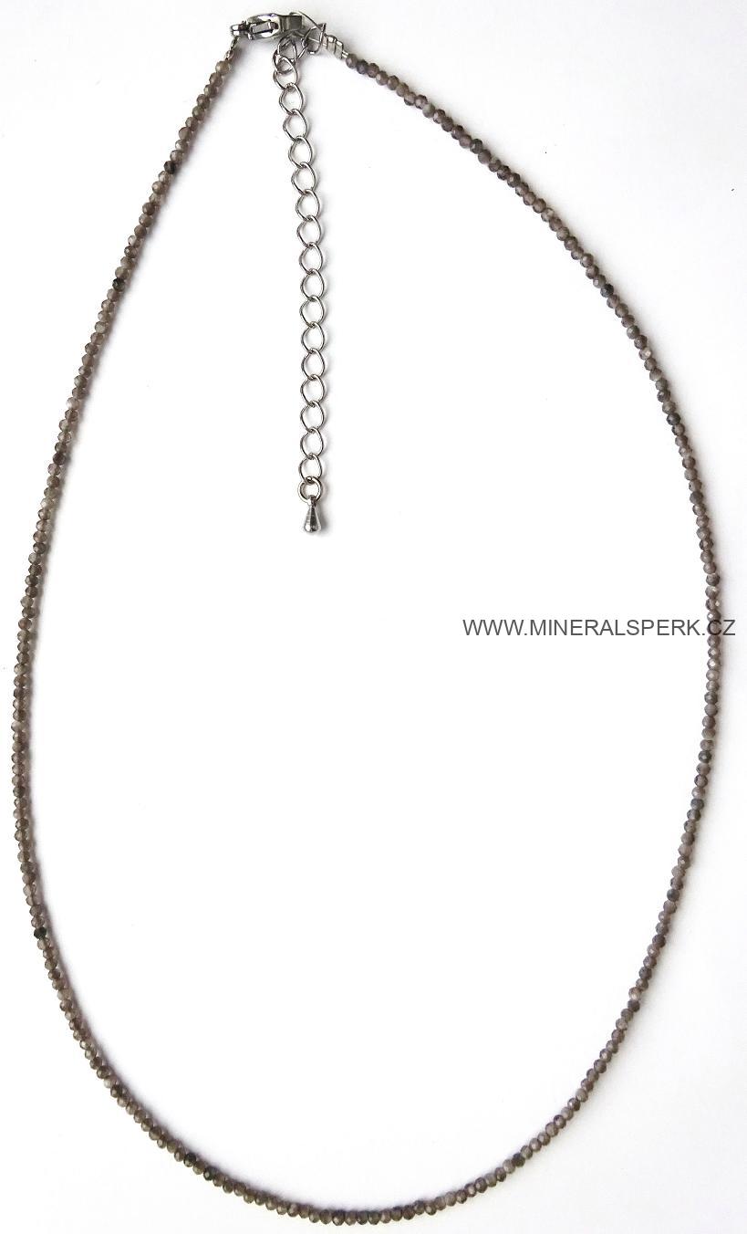 Elegantní náhrdelník z broušeného minerálu stříbrný obsidián