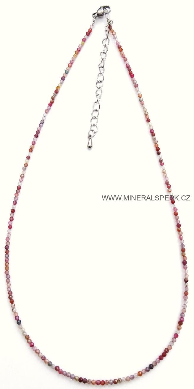 Elegantní náhrdelník z broušeného minerálu červený spinel