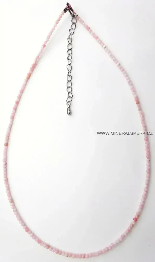 Elegantní náhrdelník z broušeného minerálu růžový opál