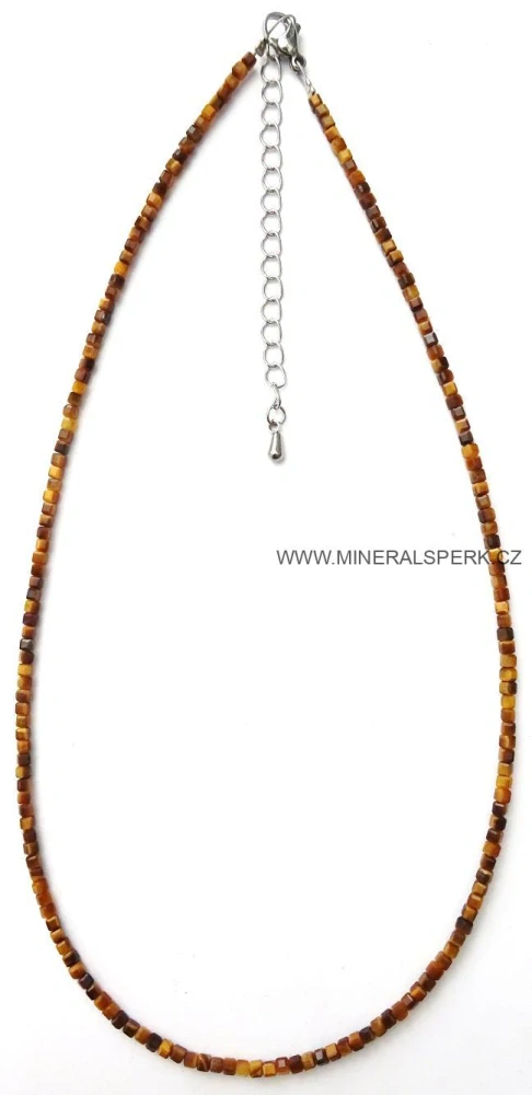 Elegantní náhrdelník z broušeného minerálu tygří oko